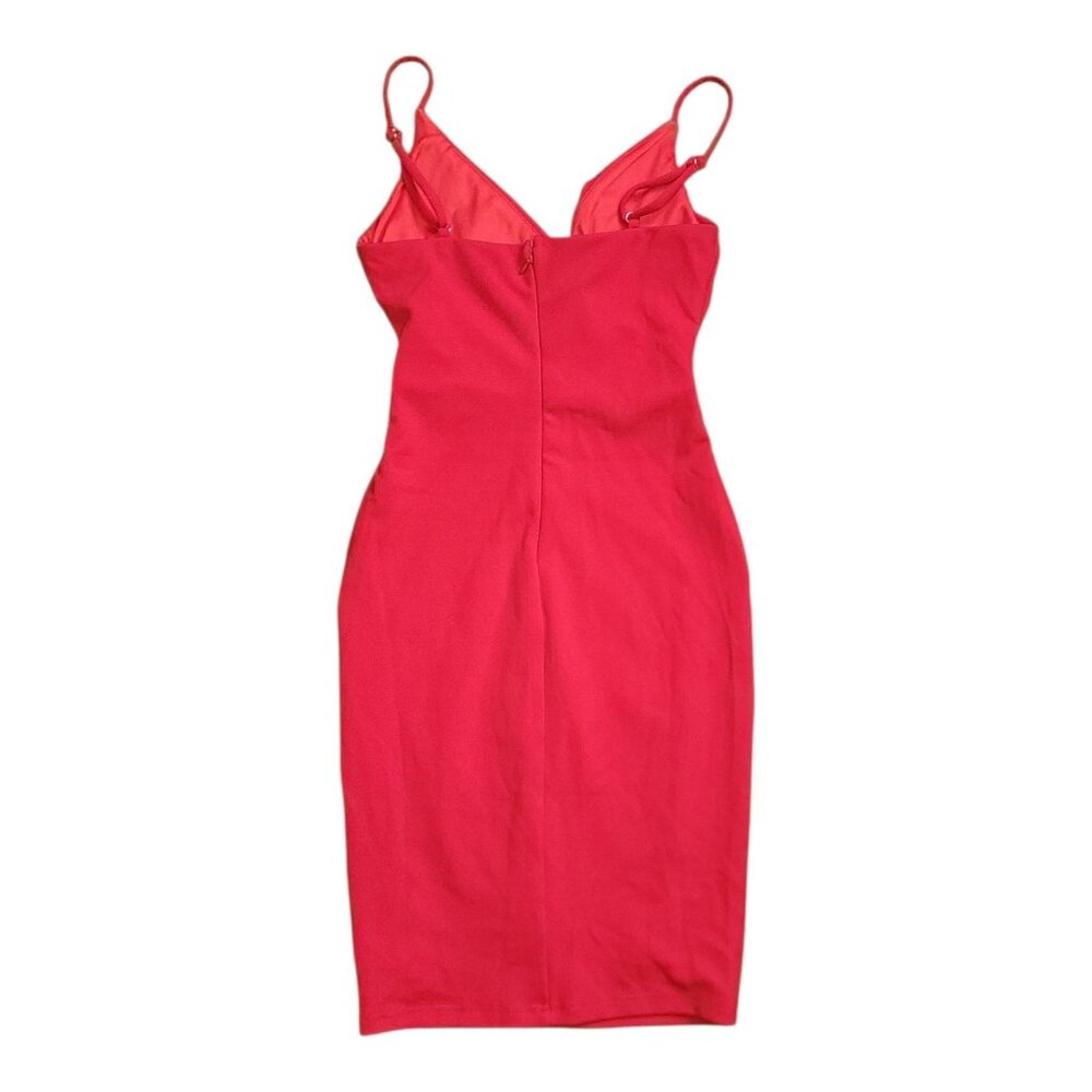 Lulus Dress Womens Size XS Solid All Red Surplice Bodycon Party Cocktail Power - Picture 2 of 4